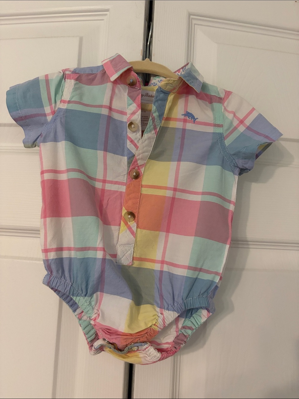 Onesie Plaid Tommy Bahama One-Piece Bodysuit Pink, Blue, Yellow 3-6 Months EUC